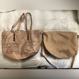 ALDO light pink cut out floral convertible bag